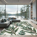 Lush Eucalyptus Leaf Botanical Garden Rug