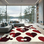 Deep Crimson Linked Heart Puzzle Rug