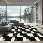 Abstract Monochrome Grid Composition Rug