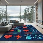 Pixel Retro Gaming Heart Status Icons Rug