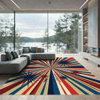 Radiant Starburst Geometric Patriotic Ray Rug