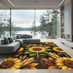 Golden Sunflowers Corn Wheat Harvest Rug