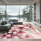 Pink Cherry Blossom Watercolor Floral Rug