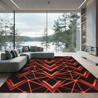 Abstract Geometric Red Chevron Network Rug