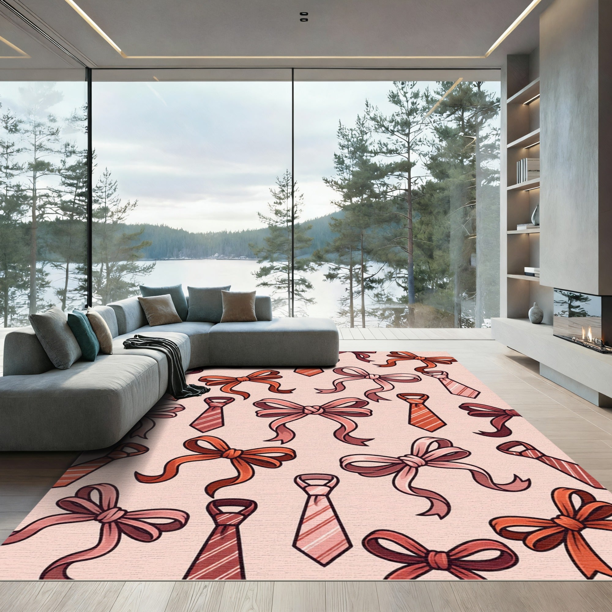 Rose Pink Ties and Bows Rug