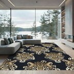 Leopard Spot Black Gold Animal Rug