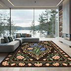 Elegant Floral Hyacinth and Carnation Medallion Rug