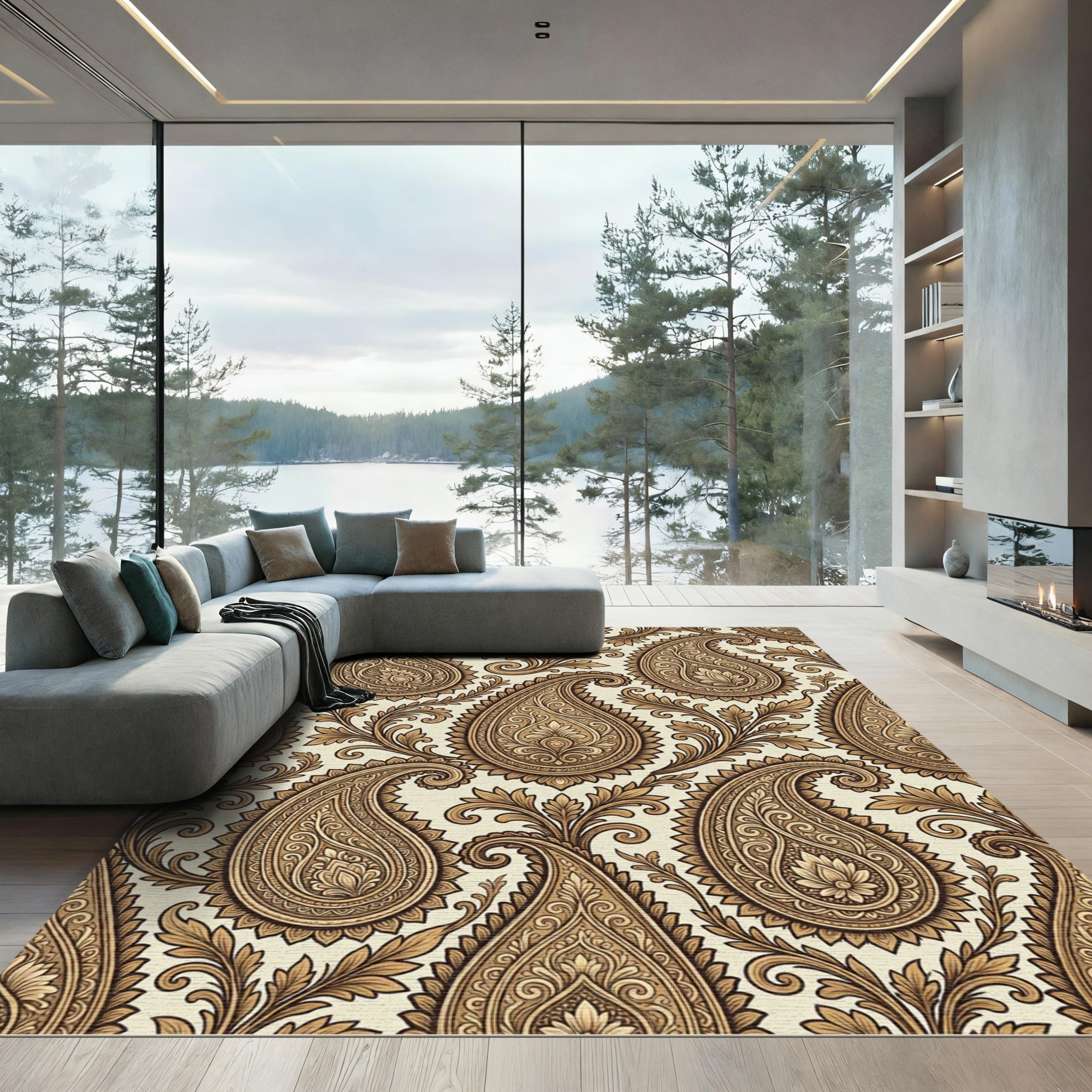 Classic Paisley Butternut Floral Scrolling Rug