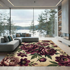 Crimson Peony Garden Floral Medley Rug