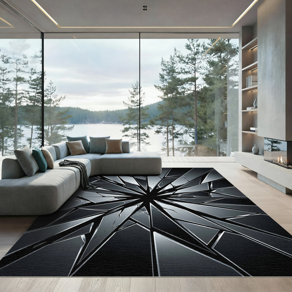 Shattered Glass Crystal Explosion Rug