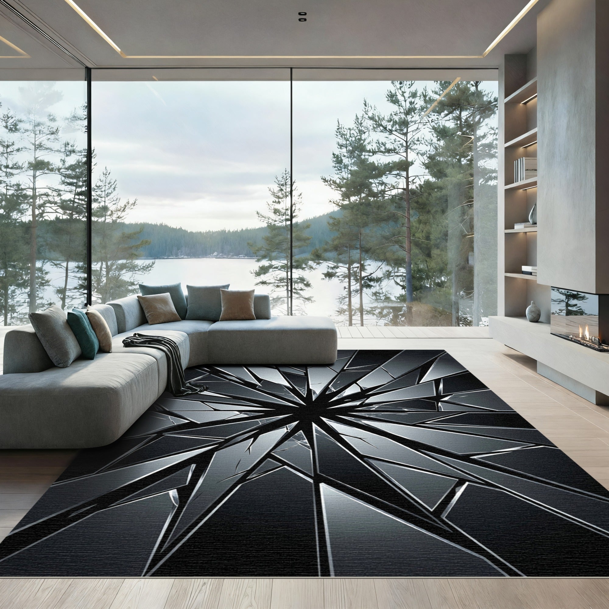 Shattered Glass Crystal Explosion Rug