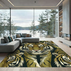 Bold Tiger Stripes Wild Animal Portrait Rug
