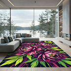 Vibrant Magenta Peony Floral Explosion Rug