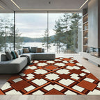 Geometric Interlocking Diamond Terracotta Rug