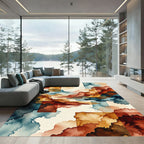 Abstract Ochre and Indigo Cloudscape Rug