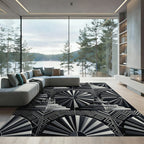 Monochrome Art Deco Fountain Fan Rug
