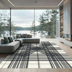 Monochrome Plaid Crossed Lines Grid Rug