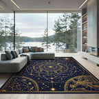 Golden Celestial Zodiac Constellation Map Area Rug