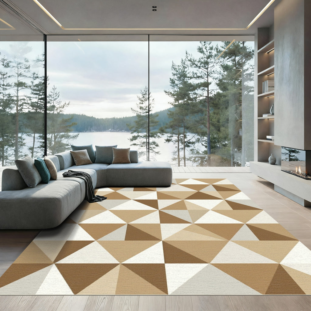 Warm Earth Tones Geometric Shards Rug