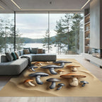 Earthy Mushroom Forest Fungi Sand Canvas Rug