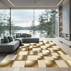 Gilded Gold Geometric Offset Squares Rug