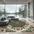 Sage Green Floral Mandala Medallion Rug