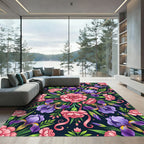 Vibrant Pink Carnation and Purple Iris Rug
