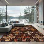 Geometric Earthy Totem Cross Tile Rug