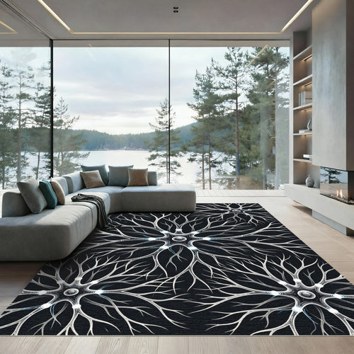 Abstract White Neuron Network Rug