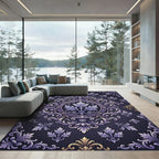 Ornate Scrollwork Lavender Gold Medallion Rug