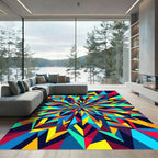 Vibrant Geometric Radiant Multicolored Kaleidoscope Rug