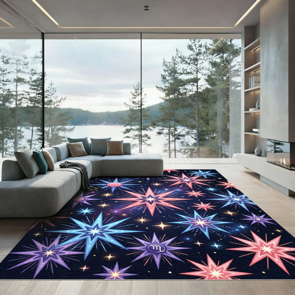 Celestial Starry Night Cosmic Blue Rug