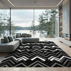 Monochromatic Mountainous Zigzag Overlay Rug