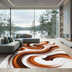 Earthy Copper Swirl Abstract Rug
