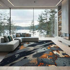 Industrial Grungy Metallic Copper Distressed Abstract Rug
