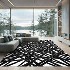 Monochromatic Abstract Intertwined Lines Rug