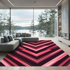 Bold Crimson Abstract Chevron Stripe Rug