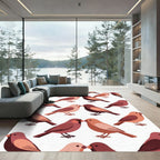 Sweet Bird Kisses Red Coral Rug