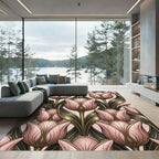 Art Nouveau Blush Tulip Gold Foliage Rug