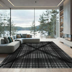 Monochromatic Textured Grid Crossing Rug