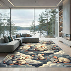 Whimsical Grey White Mouse Cloud Hug Rug