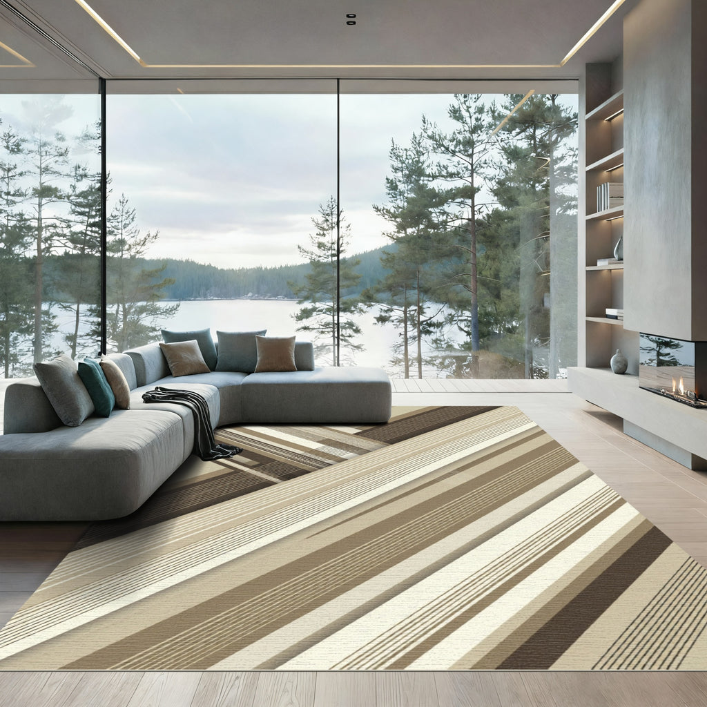 Modern Earth Toned Diagonal Stripe Rug