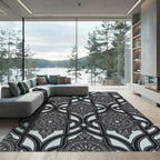 Intricate Geometric Mandala Grey Rug