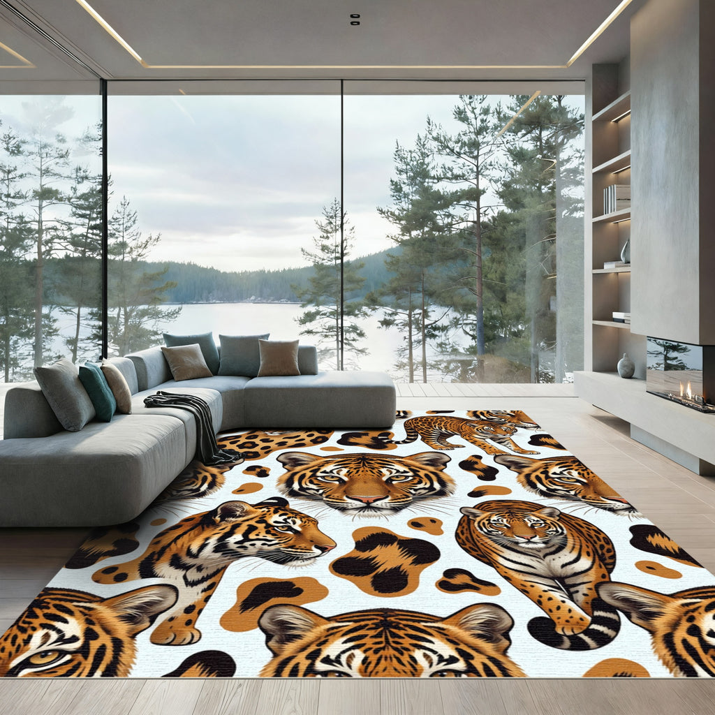 Bold Tiger And Leopard Spots Rug