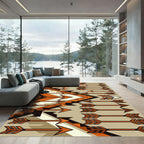 Bold Orange Arrow Geometric Composition Rug