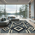 Gray Cream Black Diamond Geometric Loom Rug