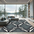 Sophisticated Charcoal Gray Quatrefoil Geometric Rug
