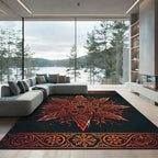 Fiery Orange Eight Pointed Star Mandala Rug