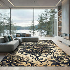 Antique Beige Floral Chrysanthemum Scroll Rug