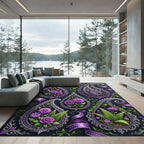 Rich Purple Floral Paisley Ribbon Rug
